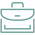 Icon illustration of a briefcase.