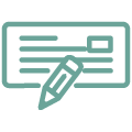 Icon illustration of a bank check.